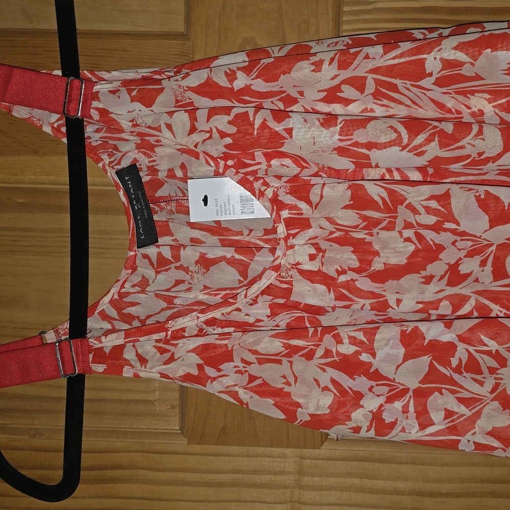 Lane Bryant Orange and White Sheer Lined Tank